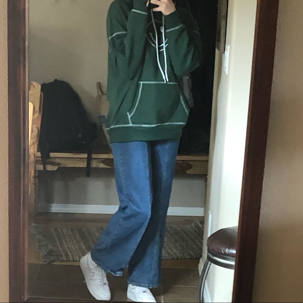 Positive Vibes only Green Oversized hoodie